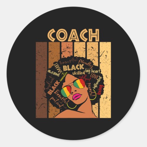 Coach Afro African American Women Black History Mo Classic Round Sticker