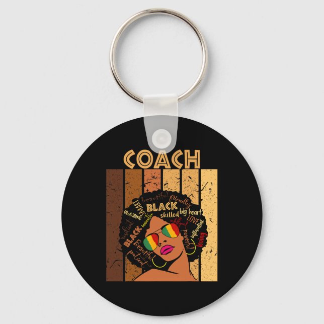 Coach Afro African American Women Black History Mo Keychain (Front)