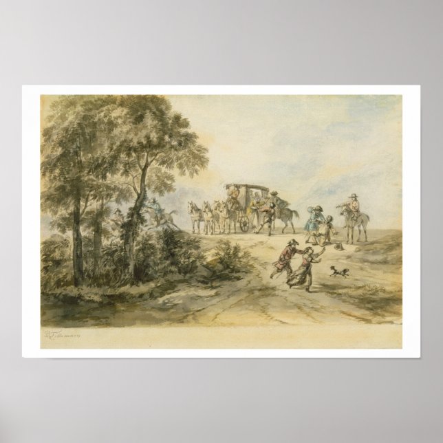 Coach and Highwayman (w/c on paper) Poster (Front)