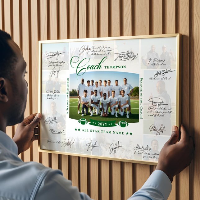Coach Appreciation Collage Football Team Signature Poster (Coach Appreciation Collage Football Team Signature Poster)