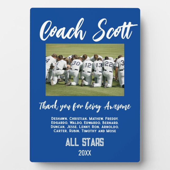 COACH AWARD for best coach baseball football Plaque (Front)