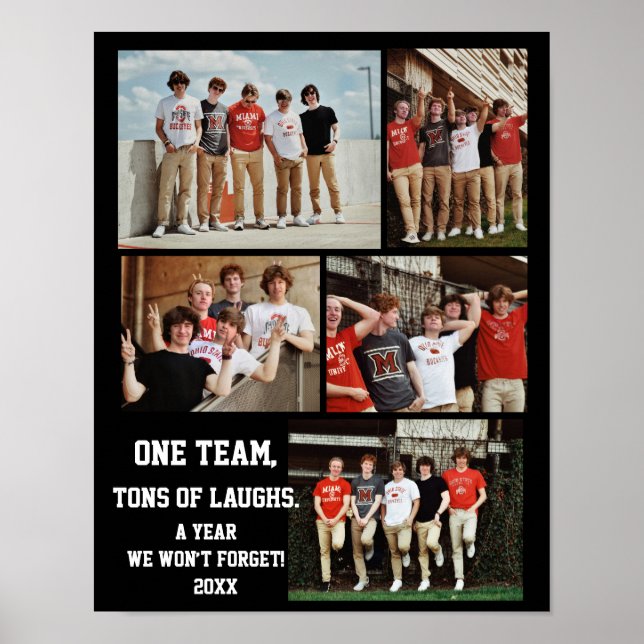 Coach baseball Photo Collage Name Team # Poster (Front)