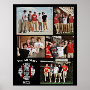 Coach baseball Photo Collage Name Team # Poster