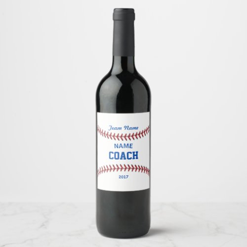 Coach Baseball Sport Wine Label