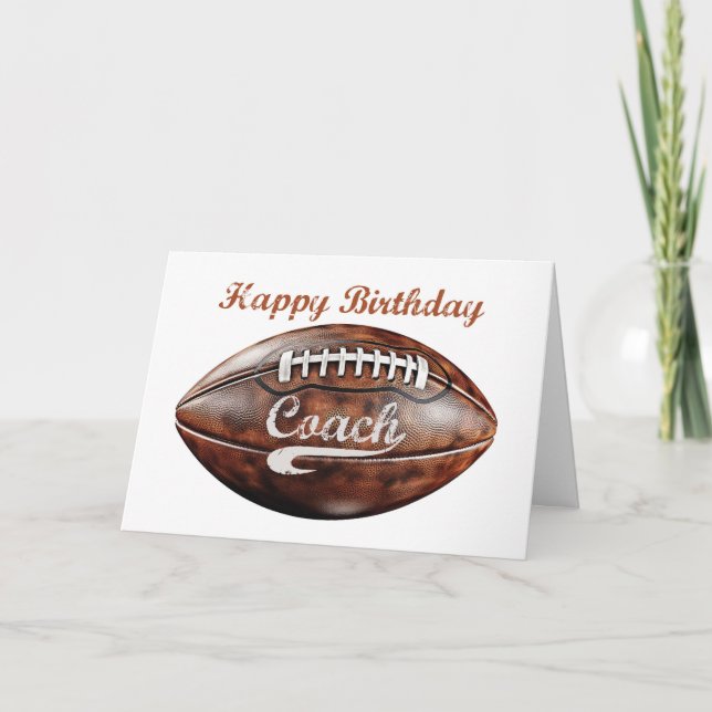 Coach Birthday Grunge Large Football Sports Fan Card (Front)