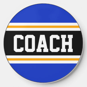 COACH Blue Black White Orange Athletic Stripes Wireless Charger