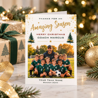 Coach Christmas Amazing Season Team Photo  Thank You Card