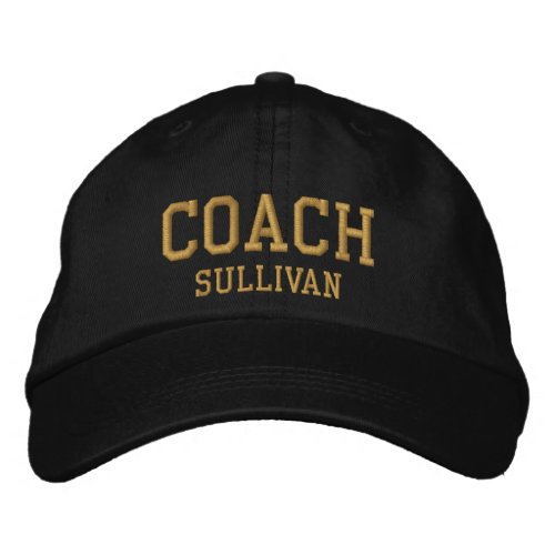 Coach Custom Name Embroidered Hat _ Black  Gold