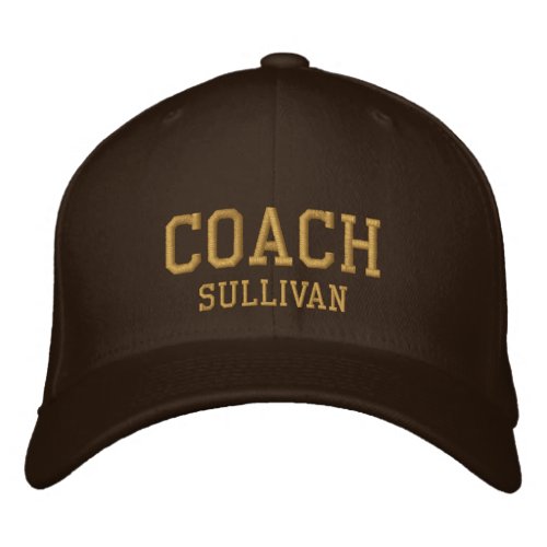 Coach Custom Name Embroidered Hat _ Brown  Gold