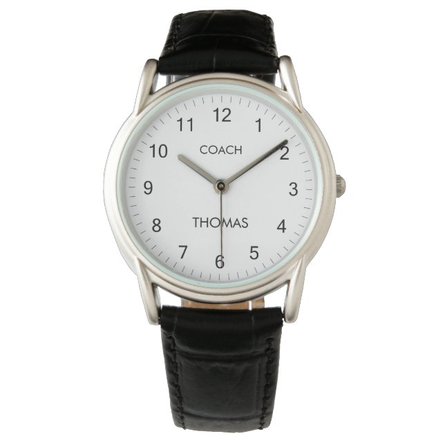 Coach Custom Name Typography Personalized black Watch (Front)