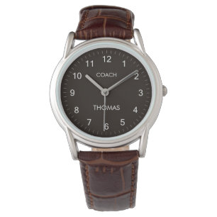Coach Custom Name Typography Personalized Brown Watch