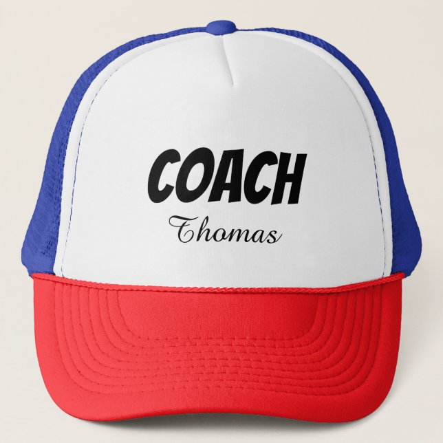Coach Custom Name Typography Personalized Trucker Hat (Front)