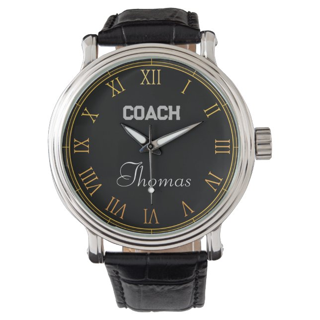 Coach Custom Name Typography Personalized  Watch (Front)