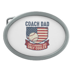 Coach Dad Baseball Patriotic Vintage T-Shirt Desig Belt Buckle