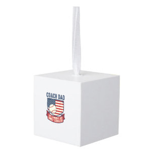 Coach Dad Baseball Patriotic Vintage T-Shirt Desig Cube Ornament