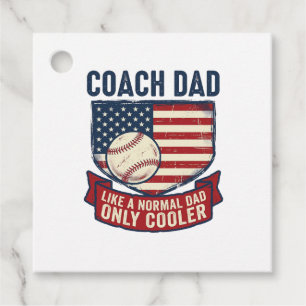Coach Dad Baseball Patriotic Vintage T-Shirt Desig Favor Tags