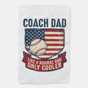 Coach Dad Baseball Patriotic Vintage T-Shirt Desig Garden Flag