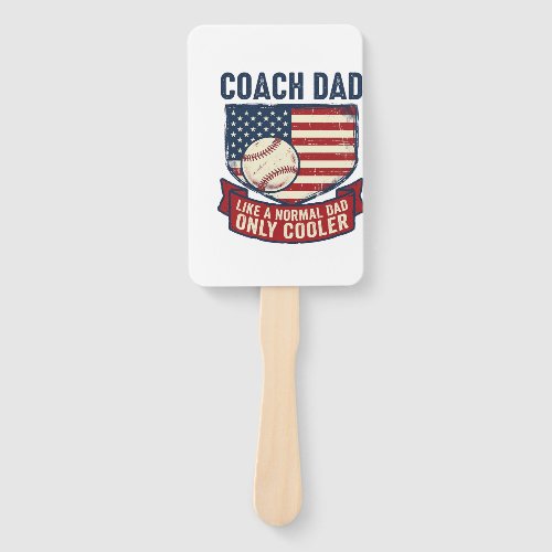 Coach Dad Baseball Patriotic Vintage T-Shirt Desig Hand Fan