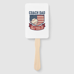 Coach Dad Baseball Patriotic Vintage T-Shirt Desig Hand Fan