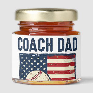 Coach Dad Baseball Patriotic Vintage T-Shirt Desig Honey Jar Favors