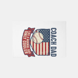Coach Dad Baseball Patriotic Vintage T-Shirt Desig Rug