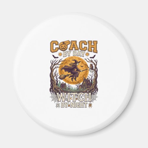 Coach Day Witch Night Haloween Flying Moon Spiders Magnet