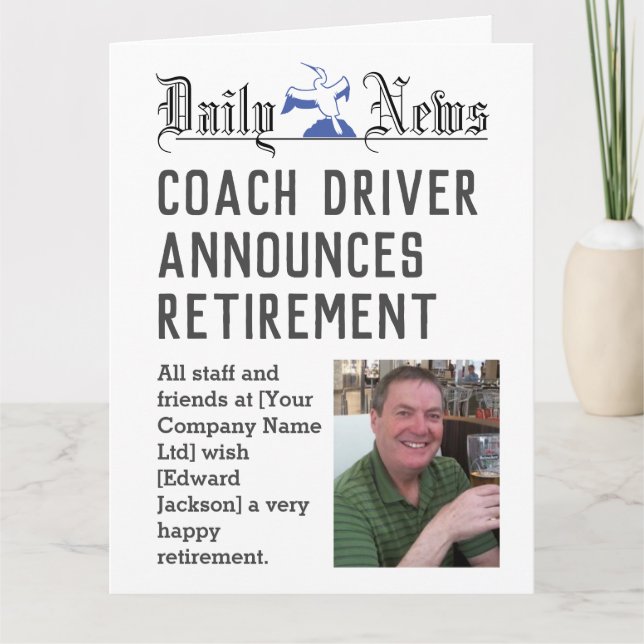 Coach Driver Retirement Card to Personalize (Front)