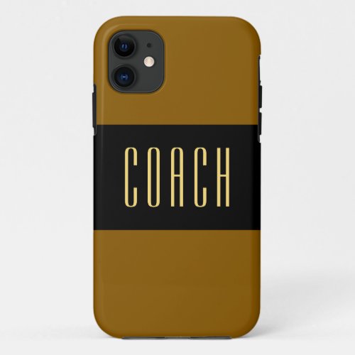 COACH Elegant Text Wide Brown Black Stripes iPhone 11 Case