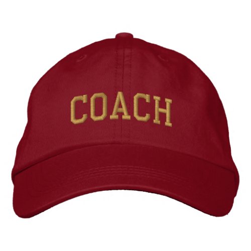Coach Embroidered Baseball Hat  Cap _ Red Gold