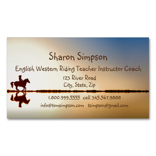 Coach English Western Riding Teacher Instructor  Business Card Magnet (Front)