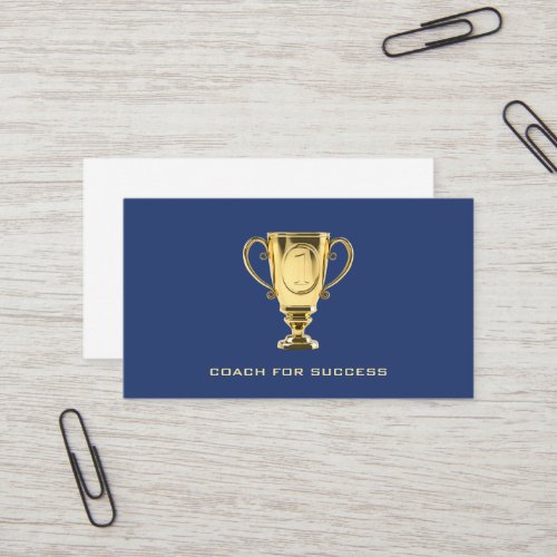 Coach for success navy blue business card