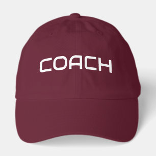 COACH Fun Modern White Text Bold Maroon Background Hat