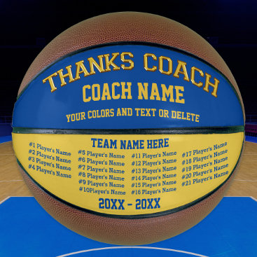 Coach Gifts Basketball  Your COLORS, 8 Text Boxes