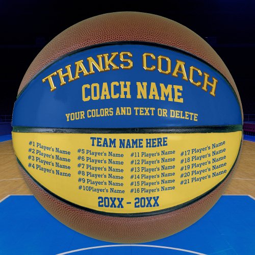 Coach Gifts Basketball  Your COLORS 8 Text Boxes