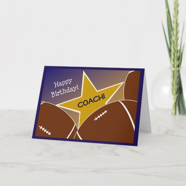 Coach - Happy Birthday Football Loving Coach Card (Front)