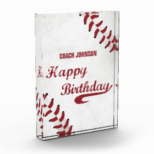 Coach Happy Birthday Large Grunge Baseball, Sport Award