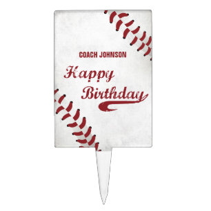 Coach Happy Birthday Large Grunge Baseball, Sport Cake Topper