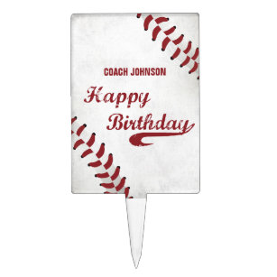 Coach Happy Birthday Large Grunge Baseball, Sport Cake Topper
