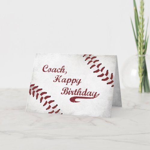 Coach Happy Birthday Large Grunge Baseball Sport Card