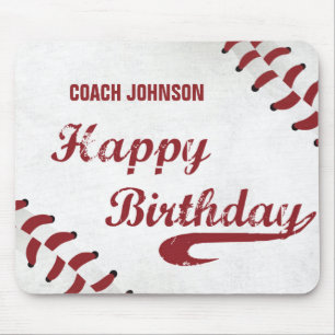 Coach Happy Birthday Large Grunge Baseball, Sport Mouse Pad
