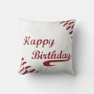 Coach Happy Birthday Large Grunge Baseball, Sport Throw Pillow