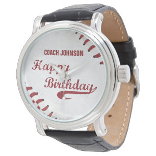 Coach Happy Birthday Large Grunge Baseball, Sport Watch