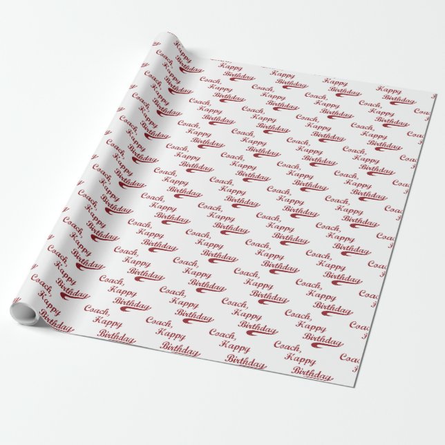 Coach Happy Birthday Large Grunge Baseball, Sport Wrapping Paper (Unrolled)