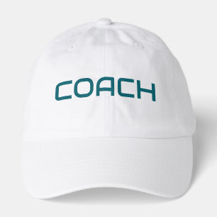 COACH Modern Dark Teal Text White Background Hat