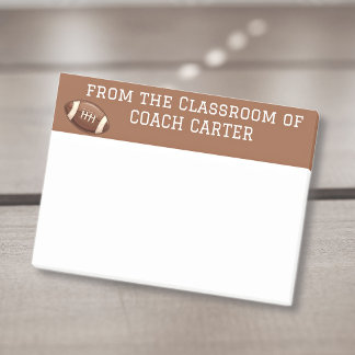 Coach Name Classroom, Football, Brown Border Post-it Notes
