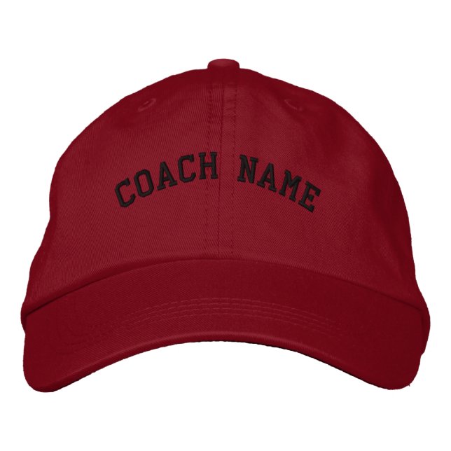 Coach Name Personalized Embroidered  Cap Red (Front)