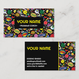 Coach Pickleball eclectic pattern Business Card