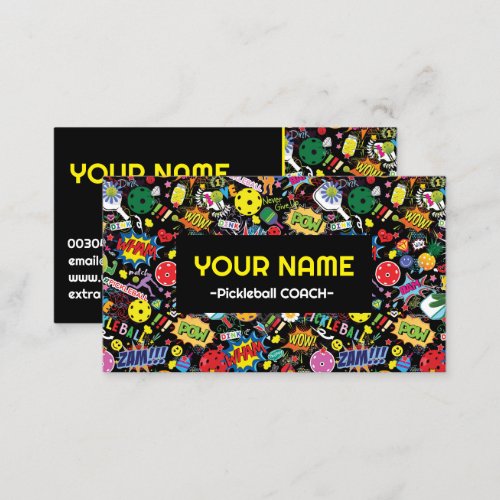 Coach Pickleball eclectic pattern Business Card