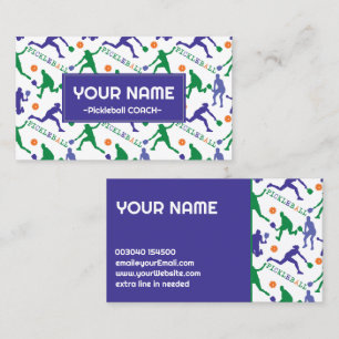 Coach Pickleball silhouettes on white Business Card