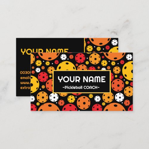 Coach Pickleball yellow to red pickleballs Business Card
